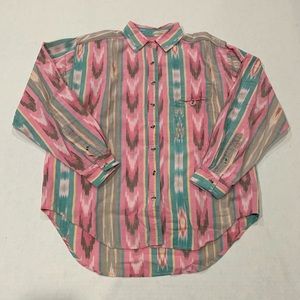 Vintage Pink Aztec Print Button Down Shirt